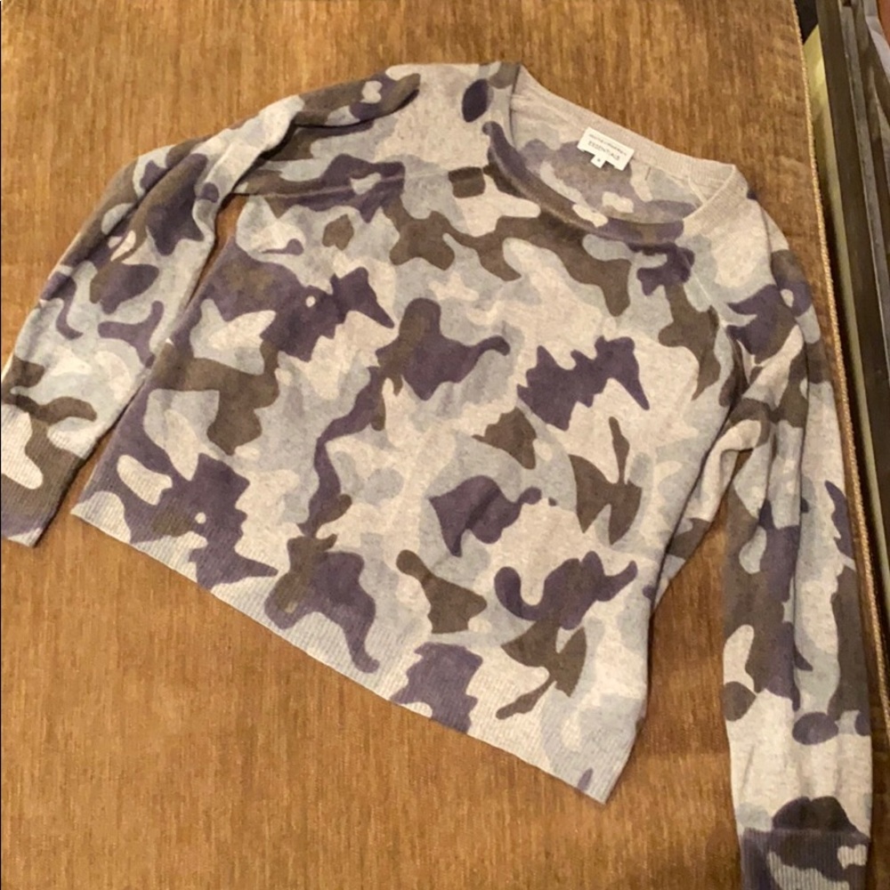 White + Warren Cashmere camouflage sweater